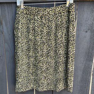 ANNE KLEIN LARGE LEOPARD PRINT OLIVE/BLACK PENCIL SKIRT ELASTIC WAIST NWOT